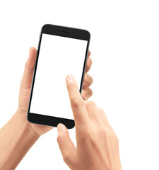 Hand holding smartphone device