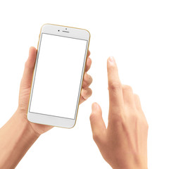 Hand holding smartphone device