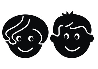 Woman and man, black silhouette, heads, vector icon