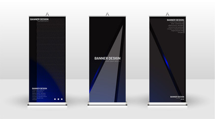 Vertical banner template design. can be used for brochures, covers, publications, etc. The concept of technology background in blue