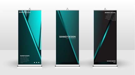Vertical banner template design. can be used for brochures, covers, publications, etc. The concept of technology background in blue