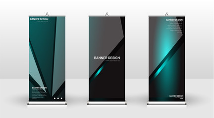 Vertical banner template design. can be used for brochures, covers, publications, etc. The concept of technology background in blue