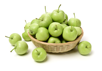 Green apples isolated on white background