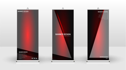 Vertical banner template design. can be used for brochures, covers, publications, etc. The concept of technology background in red