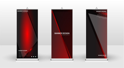 Vertical banner template design. can be used for brochures, covers, publications, etc. The concept of technology background in red
