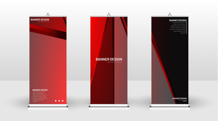 Vertical banner template design. can be used for brochures, covers, publications, etc. The concept of technology background in red