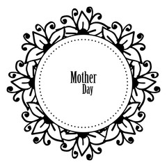 Card mother day, design silhouette flower frame, style elegant. Vector