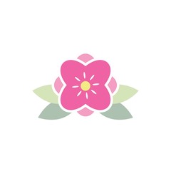 simple beautiful pink flower vector logo and icon