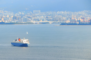 福岡県市内とタンカー　福岡県志賀島