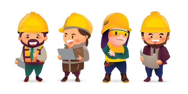 Character Construction worker repairman banner, safety first, health and safety, vector illustrator