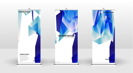 Vertical banner template design. can be used for brochures, covers, publications, etc. Concept of a triangular design background pattern with color blue
