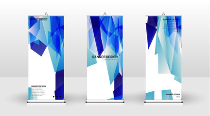 Vertical banner template design. can be used for brochures, covers, publications, etc. Concept of a triangular design background pattern with color blue