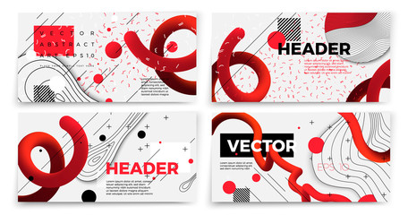 Vector new memphis style banner templates, white modern background with geometric shapes and place for your text.