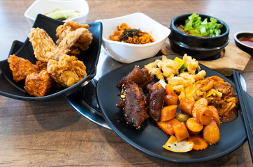 Various Korean food on the table