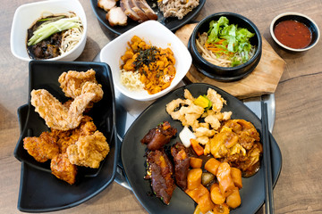 Various Korean food on the table