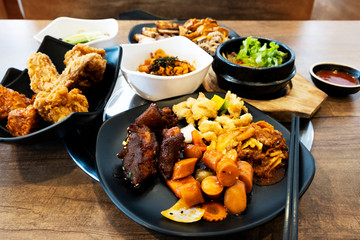 Various Korean food on the table