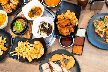 Various Korean food on the table