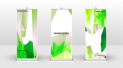 Vertical banner template design. can be used for brochures, covers, publications, etc. Concept of a triangular design background pattern with color green