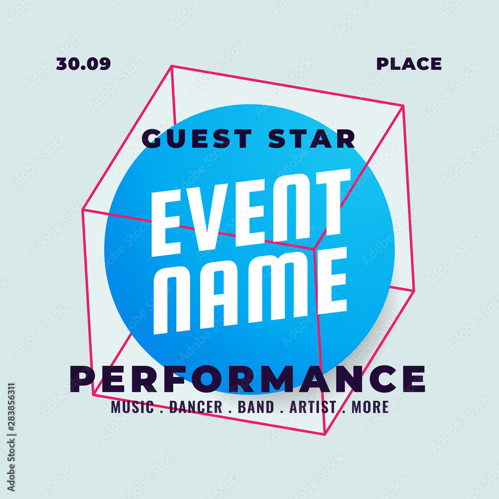 Poster modern abstract geometry shape coming soon event poster background design with unique element vector