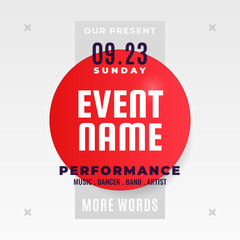 Fototapeta premium Modern colorful fluid coming soon event poster background design with simple geometric shape abstract element vector illustration