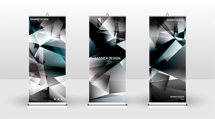 Fototapeta na wymiar Vertical banner template design. can be used for brochures, covers, publications, etc. Concept of a triangular design background pattern with color green