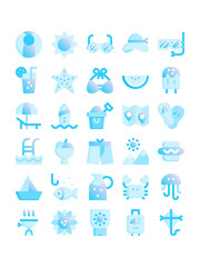 summer gradient flat  icons