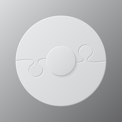 Two pieces jigsaw puzzle circles info graphic.