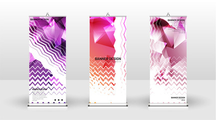 Vertical banner template design. can be used for brochures, covers, publications, etc. the concept of a triangular design background pattern