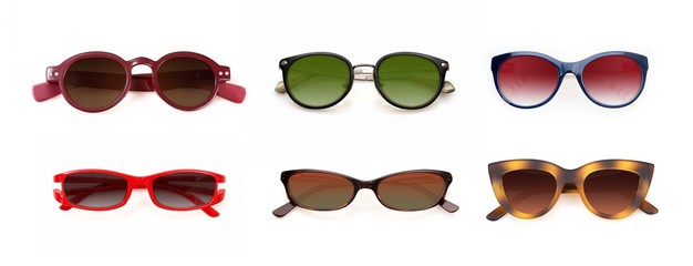 Set of sunglasses isolated on white background for applying on a portrait
