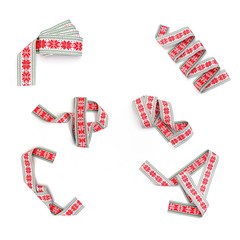 Graphic concept with colour ribbon isolated on white background