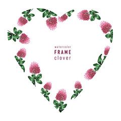 Watercolor background with clover field flower