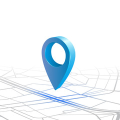 GPS navigator pin checking blue color on map