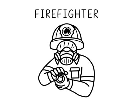 Fireman vector illustration in black and white