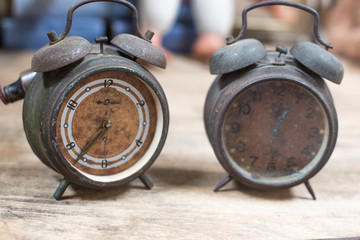 an old broken alarm clock
