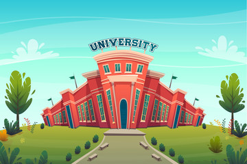 university campus building hall education for students cartoon vector illustration , brotherhood smart nerd classes hipster young people profession choice future knowledge day