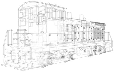 Train engines. EPS10 format. Wire-frame Vector created of 3d. EPS10 format.