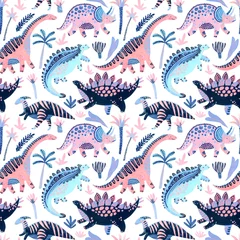  Cute cartoon dinosaurs seamless pattern in scandinavian style © Tanya Syrytsyna