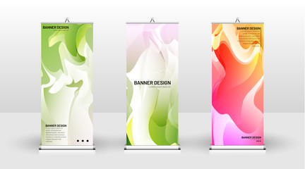 Vertical banner template design. can be used for brochures, covers, publications, etc. The concept of the background is light colored