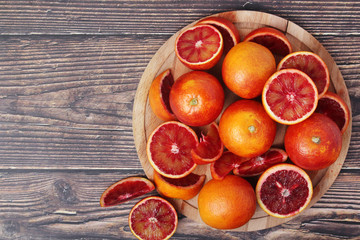 Red oranges with copy space background