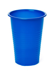 close up of plastic cup on white background