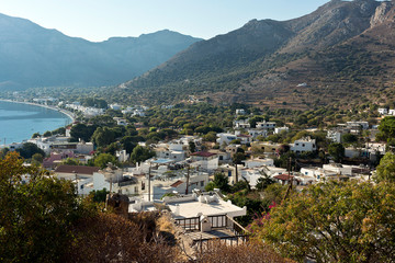 Tilos island - Livadi village on a summer morning,  Aegean sea, Dodecanese Islands, Greece