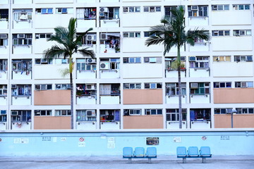 Fototapeta premium Old public populated housing estates in Hong Kong, China
