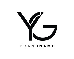 Creative and Minimalist Letter YG Logo Design Icon, Editable in Vector Format in Black and Gold Color