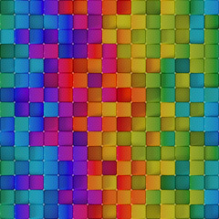 Seamless pattern of vivid colorful cubes 3D render