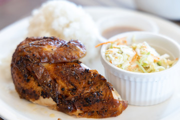 grilled chicken with rice and salad