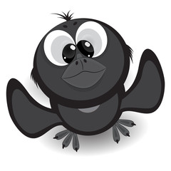 Cute little crow. cartoon vector illustration. cute little raven cartoon comic vector illustration.