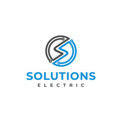 Illustration letter S Electric technology interference mitigation solutions logo design