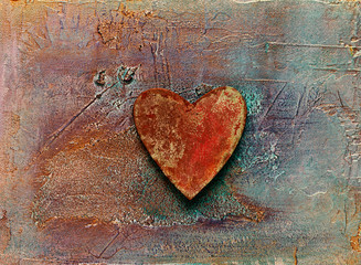 Rustic Heart On Textured Background