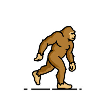 Bigfoot Line Icon. Sasquatch Symbol. Yeti Sign. Vector Illustration.