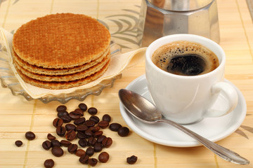 Coffee Cup and Caramel Wafer